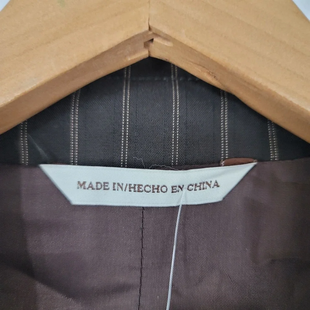 NWT Perry Ellis Brown Pinstripe Single-Breasted Suit Jacket Blazer XL 44 Regular